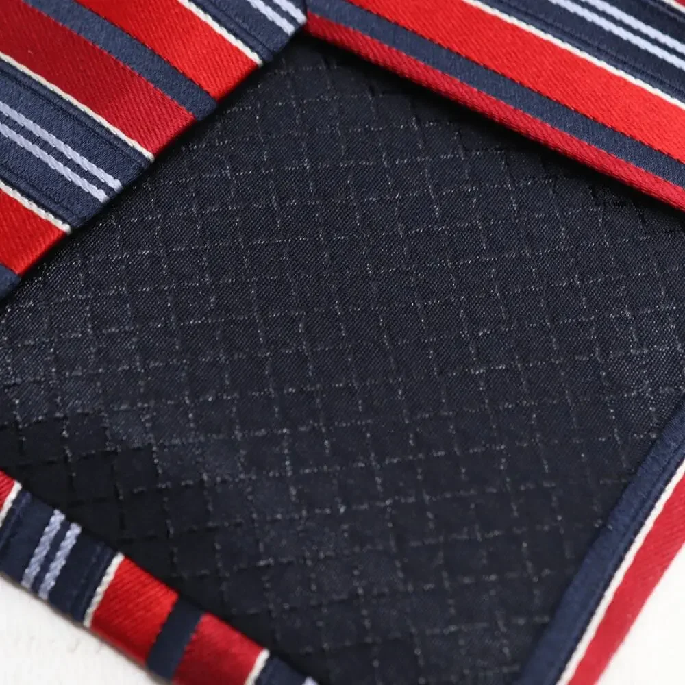 Classic Power Tie Mens 58 in Silk Red White Blue Diagonal Pin Stripe Wide